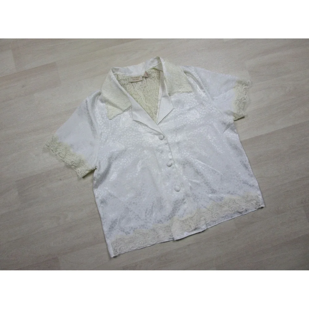 Vintage 80s Victoria's Secret Gold Label Pajama Set Size (M)‎ Wide Leg Bridal